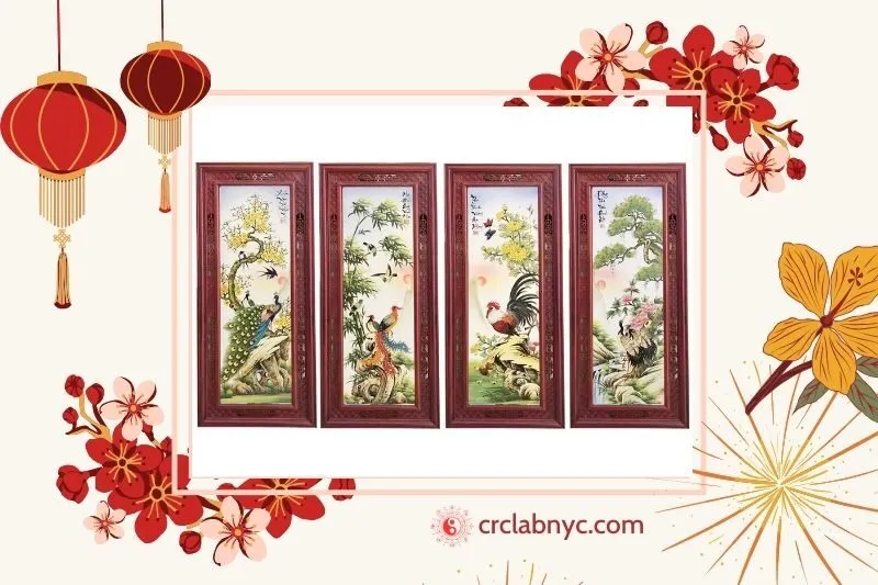 Tranh Tứ quý Tùng Cúc Trúc Mai